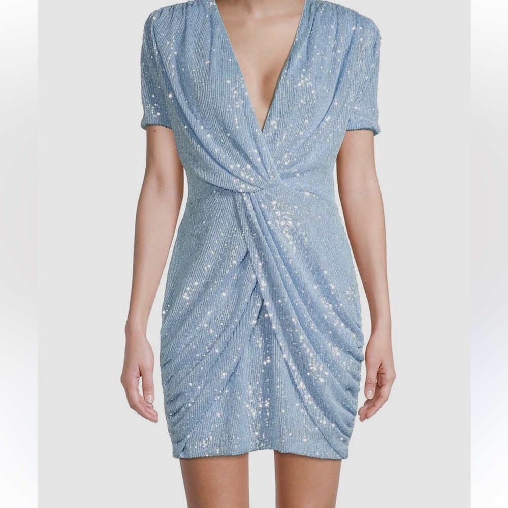ONE33 Social Women's Blue Twisted Front Sequin Dress Size 4